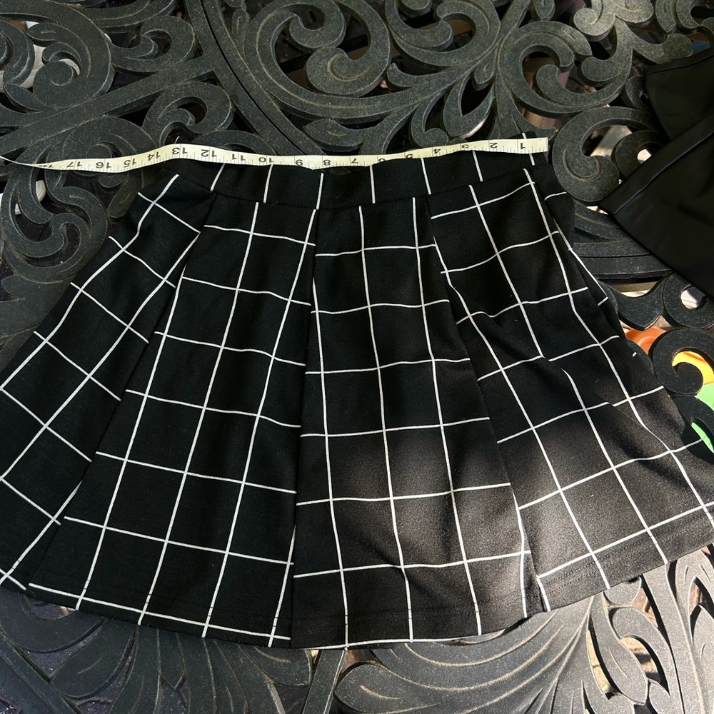 Revamped Black and White Checkered Mini Skirt